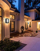 Light fixture in use on a rainy evening